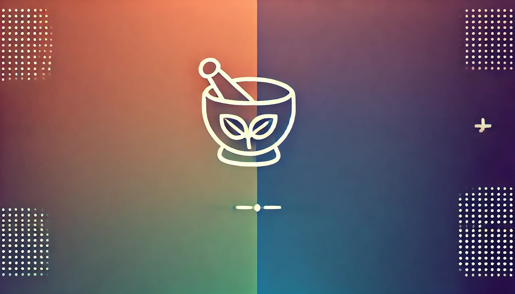 A modern minimalist illustration representing herbal medicine, featuring a mortar and pestle with a leaf, symbolizing plant-based remedies